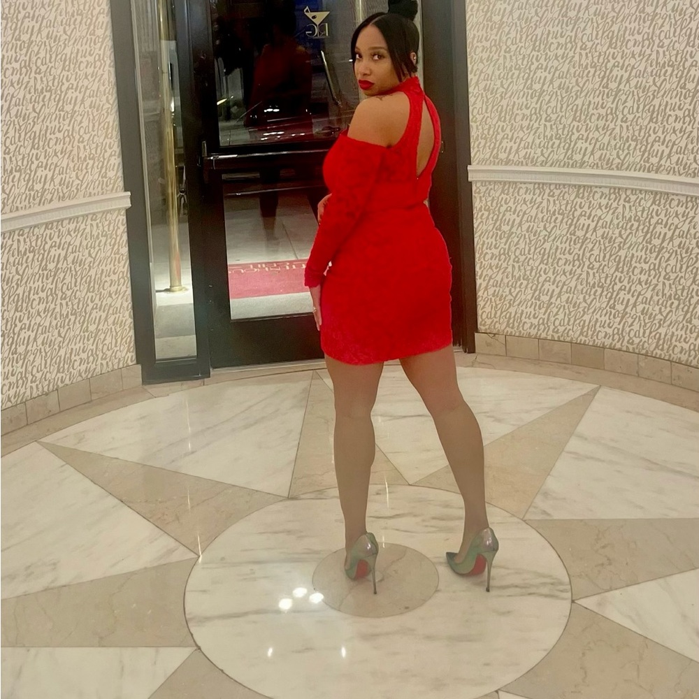 Elegant Red Lace Dress - Picture 2 of 3